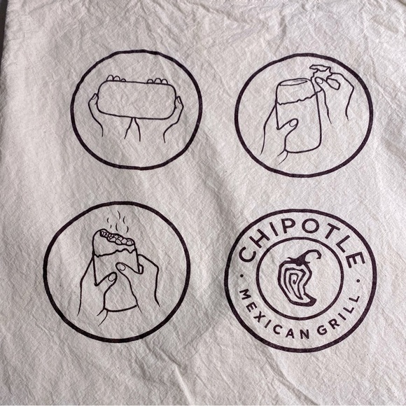 LOOMSTATE CHIPOTLE MEXICAN GRILL CANVAS TOTE BURRITO DESIGN 100% Organic Cotton - Picture 2 of 6